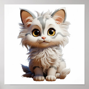 Cartoon kattenillustratie poster