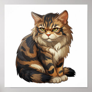 Cartoon kattenillustratie poster