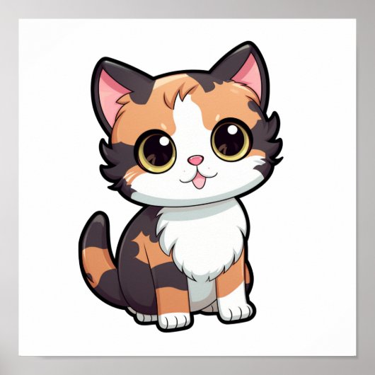 Cartoon kattenillustratie poster (Voorkant)
