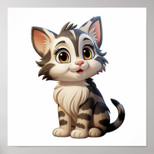 Cartoon kattenillustratie poster