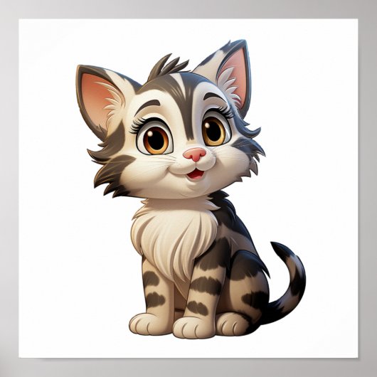 Cartoon kattenillustratie poster (Voorkant)