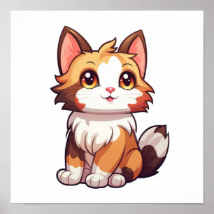 Cartoon kattenillustratie poster