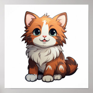 Cartoon kattenillustratie poster