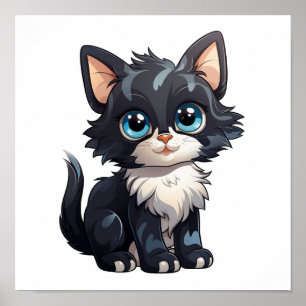 Cartoon kattenillustratie poster