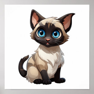 Cartoon kattenillustratie poster