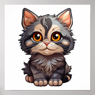 Cartoon kattenillustratie poster