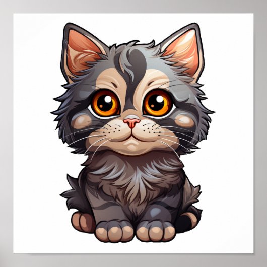 Cartoon kattenillustratie poster (Voorkant)