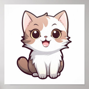 Cartoon kattenillustratie poster