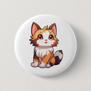 Cartoon kattenillustratie ronde button 5,7 cm