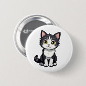 Cartoon kattenillustratie ronde button 5,7 cm (Voorkant /achterkant)