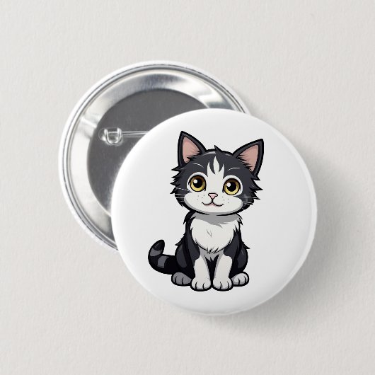 Cartoon kattenillustratie ronde button 5,7 cm (Voorkant /achterkant)