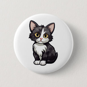 Cartoon kattenillustratie ronde button 5,7 cm