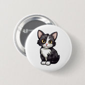 Cartoon kattenillustratie ronde button 5,7 cm (Voorkant /achterkant)