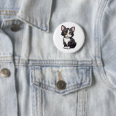 Cartoon kattenillustratie ronde button 5,7 cm (In situ)