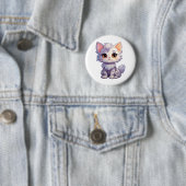 Cartoon kattenillustratie ronde button 5,7 cm (In situ)
