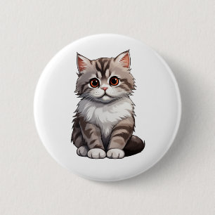 Cartoon kattenillustratie ronde button 5,7 cm