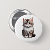 Cartoon kattenillustratie ronde button 5,7 cm (Voorkant /achterkant)