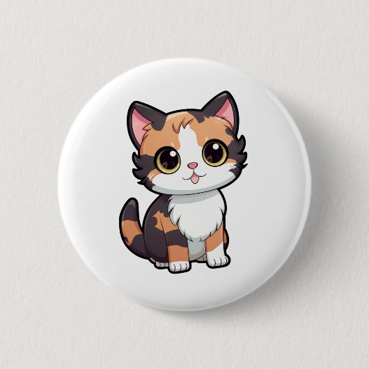 Cartoon kattenillustratie ronde button 5,7 cm (Voorkant)