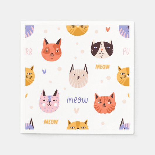 Cartoon kattenillustratie servet (Voorkant)