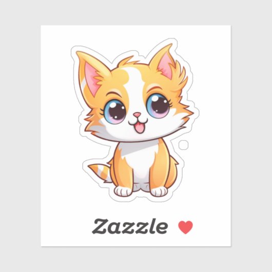 Cartoon kattenillustratie sticker (Vel)