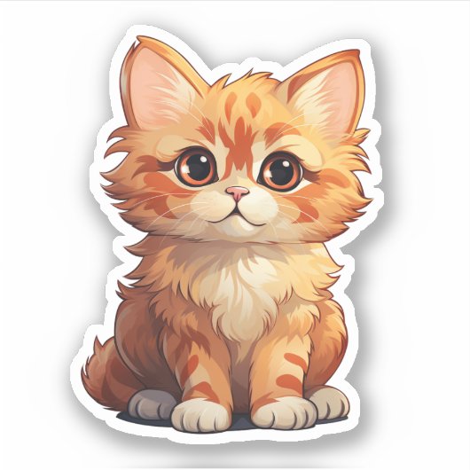 Cartoon kattenillustratie sticker (Voorkant)
