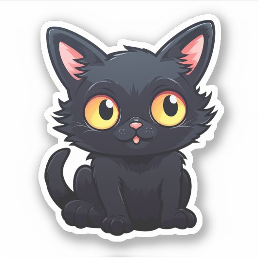 Cartoon kattenillustratie sticker (Voorkant)