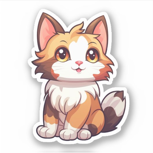 Cartoon kattenillustratie sticker (Voorkant)