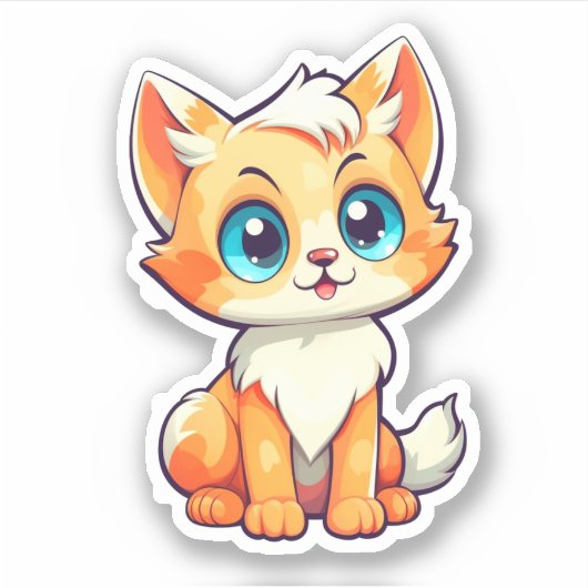 Cartoon kattenillustratie sticker (Voorkant)