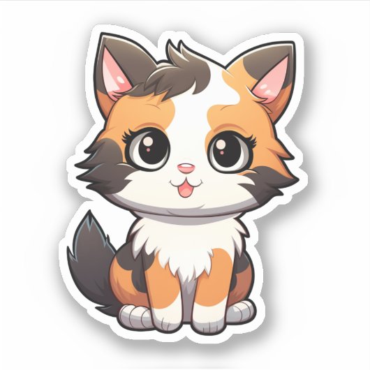 Cartoon kattenillustratie sticker (Voorkant)