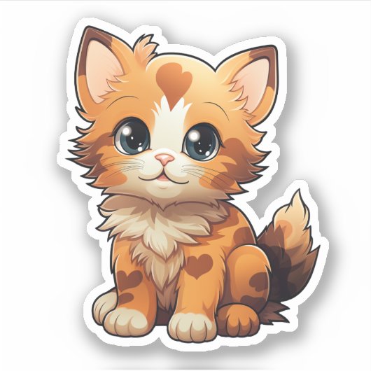 Cartoon kattenillustratie sticker (Voorkant)