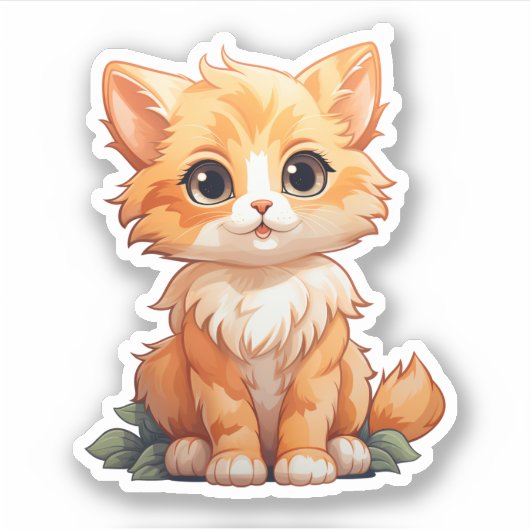 Cartoon kattenillustratie sticker (Voorkant)