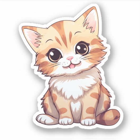 Cartoon kattenillustratie sticker (Voorkant)