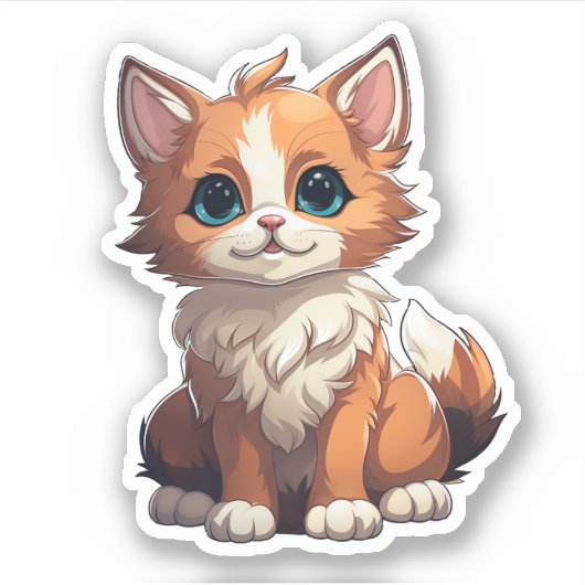 Cartoon kattenillustratie sticker (Voorkant)