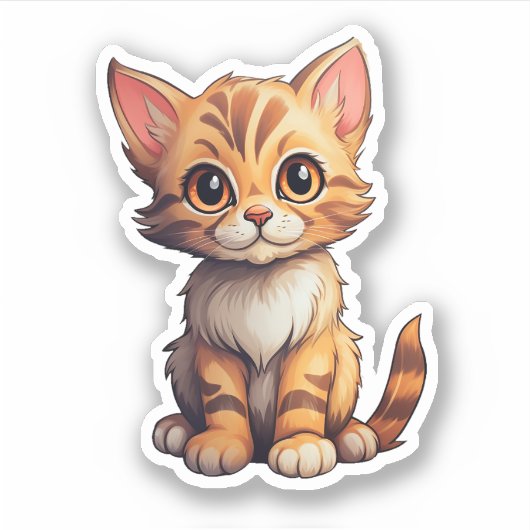 Cartoon kattenillustratie sticker (Voorkant)