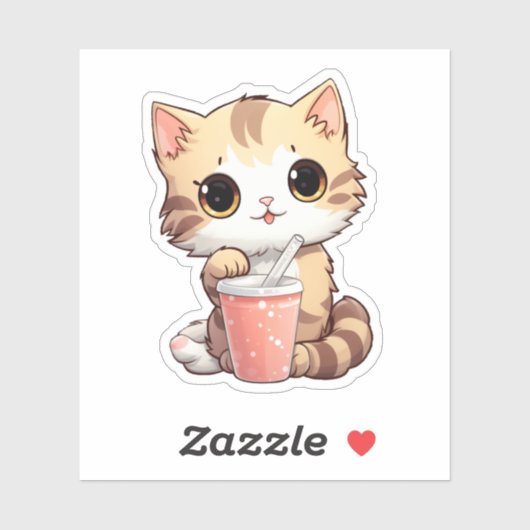 Cartoon kattenillustratie sticker (Vel)