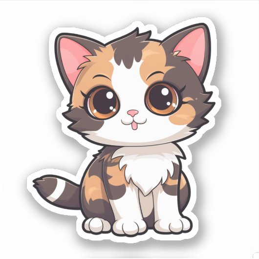 Cartoon kattenillustratie sticker (Voorkant)