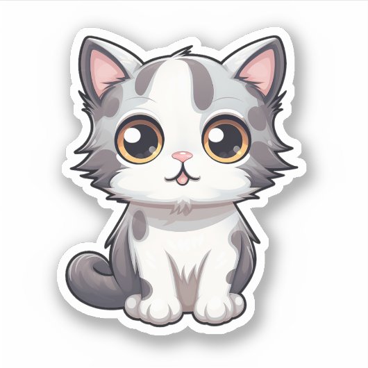 Cartoon kattenillustratie sticker (Voorkant)