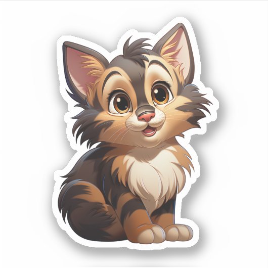 Cartoon kattenillustratie sticker (Voorkant)