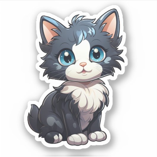 Cartoon kattenillustratie sticker (Voorkant)