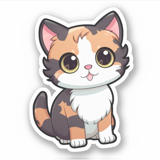 Cartoon kattenillustratie sticker (Voorkant)