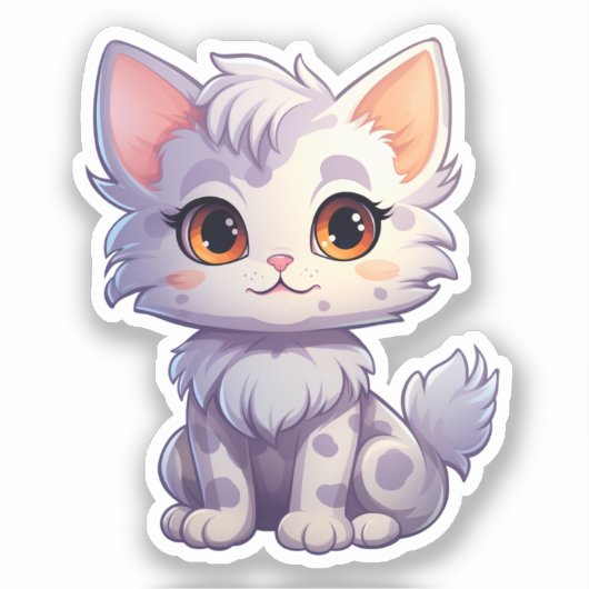 Cartoon kattenillustratie sticker (Voorkant)