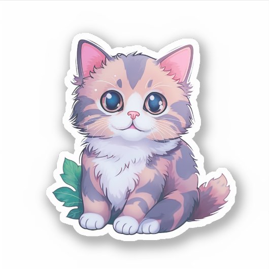 Cartoon kattenillustratie sticker (Voorkant)