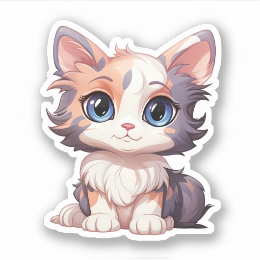 Cartoon kattenillustratie sticker (Voorkant)