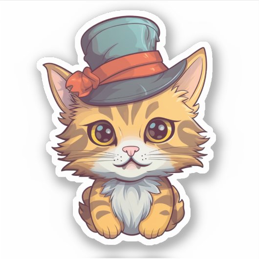 Cartoon kattenillustratie sticker (Voorkant)