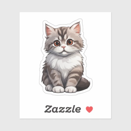 Cartoon kattenillustratie sticker (Vel)