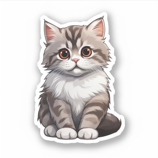 Cartoon kattenillustratie sticker (Voorkant)