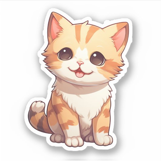 Cartoon kattenillustratie sticker (Voorkant)