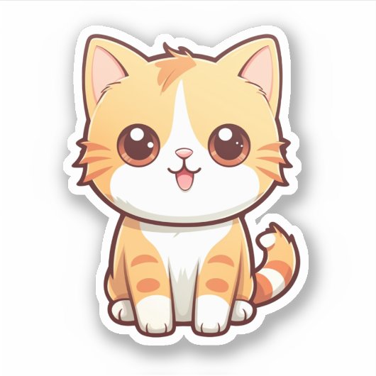 Cartoon kattenillustratie sticker (Voorkant)