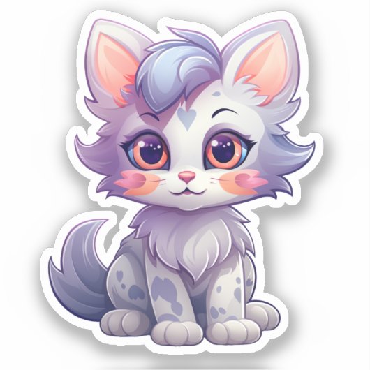 Cartoon kattenillustratie sticker (Voorkant)