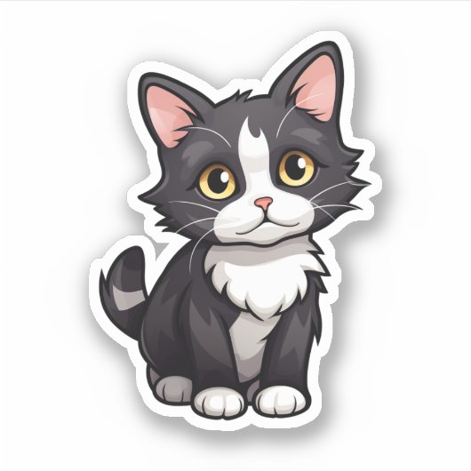 Cartoon kattenillustratie sticker (Voorkant)